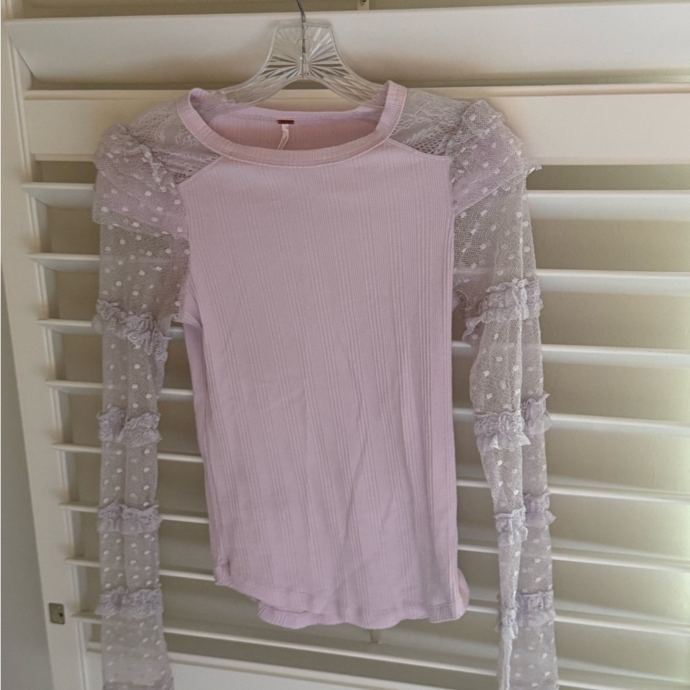 Free People Lavender lace l/s knit